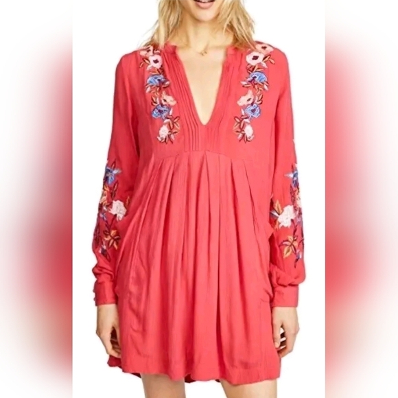 Dresses & Skirts - Free People Mia Embroidered Lined Dress Or Tunic Womens Size Small